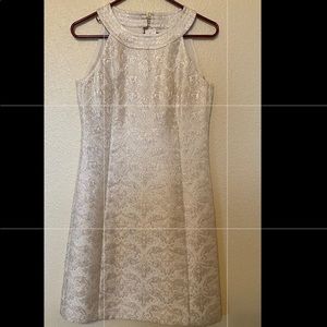 Ann Taylor Gold/cream brocade cocktail dress